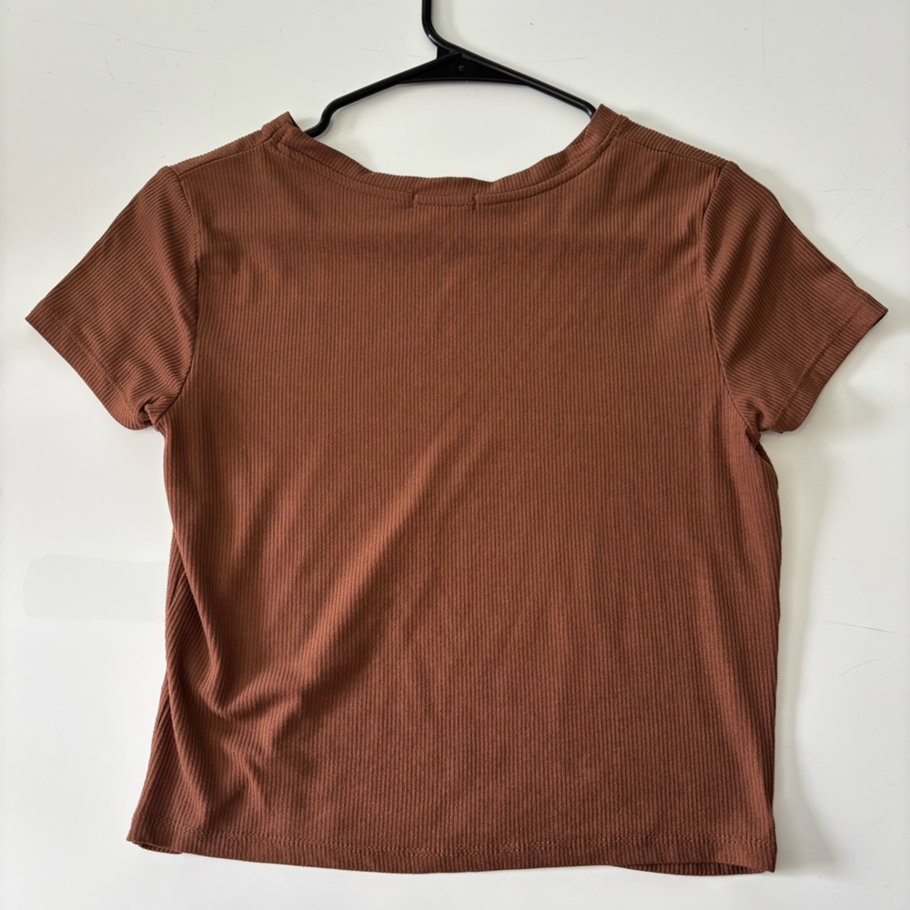 Splash Brown Ribbed Short Sleeve Tee - Picture 8 of 8